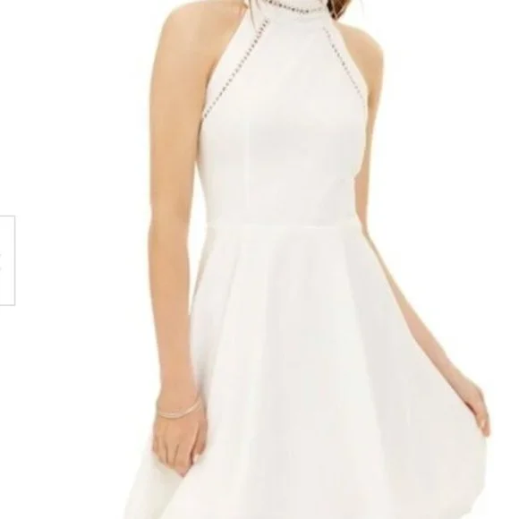 B Darlin | Dresses | B Darlin White Lattice Sleeveless Halter Mini Party Fit  Flare Dress | Poshmark